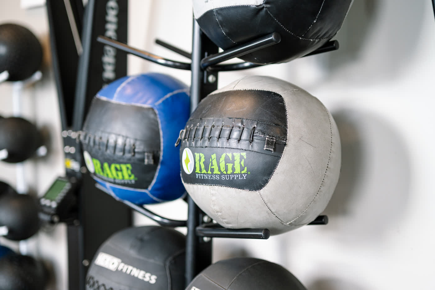 Medicine ball rack at The Gym
