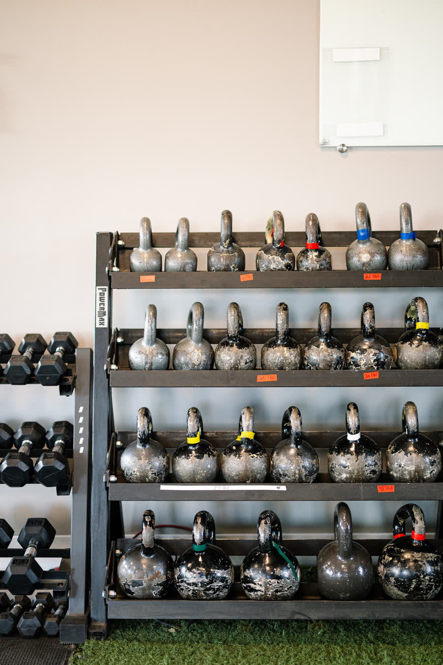 Kettlebell rack at The Gym
